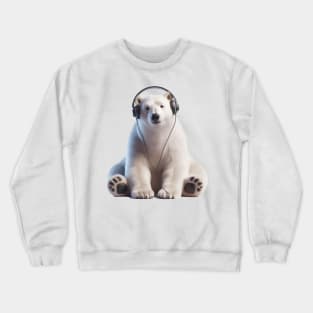 Polar bear listening to music Crewneck Sweatshirt